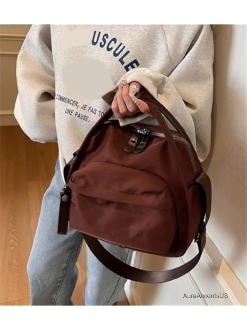 Nylon Crossbody Bag Women Top Handle Clutch Purse Shoulder Hobo Tote
